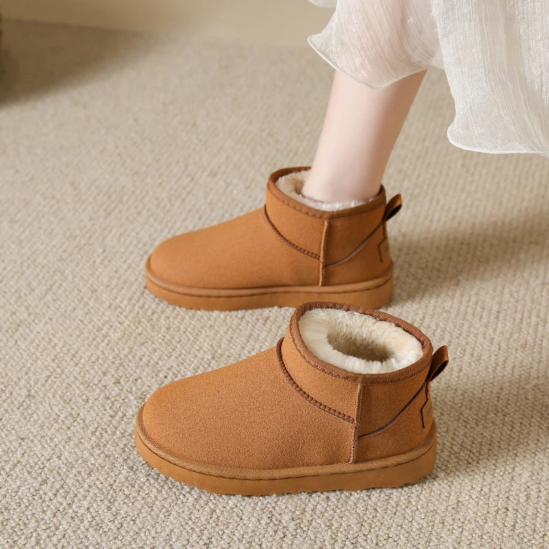 Snow Boots Women's Short Tube Thickened Cotton Shoes Non-slip Winter New Shoes Student Women's Shoes 2023 Black Boots