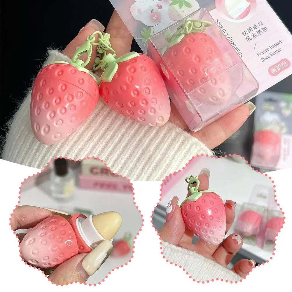 Mini Strawberry Warm Change Lip Balm Moisturizing Anti-dry Easy To Carry Anti-cracking Lipstick Colored Lip Gloss Makeup