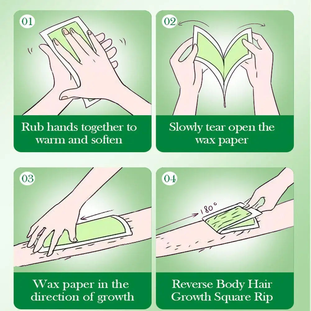 Hair Removal Wax Paper 20Pcs/Set Non-permanent Facial Body Depilatory Professional Effective Waxing Cold Wax Strips Paper Women