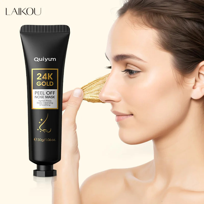 24K Gold Blackhead Remove Mask Peel Nasal Strips Deep Cleansing Shrink Pore Nose Black Head Remove Even Skin Tone 30g