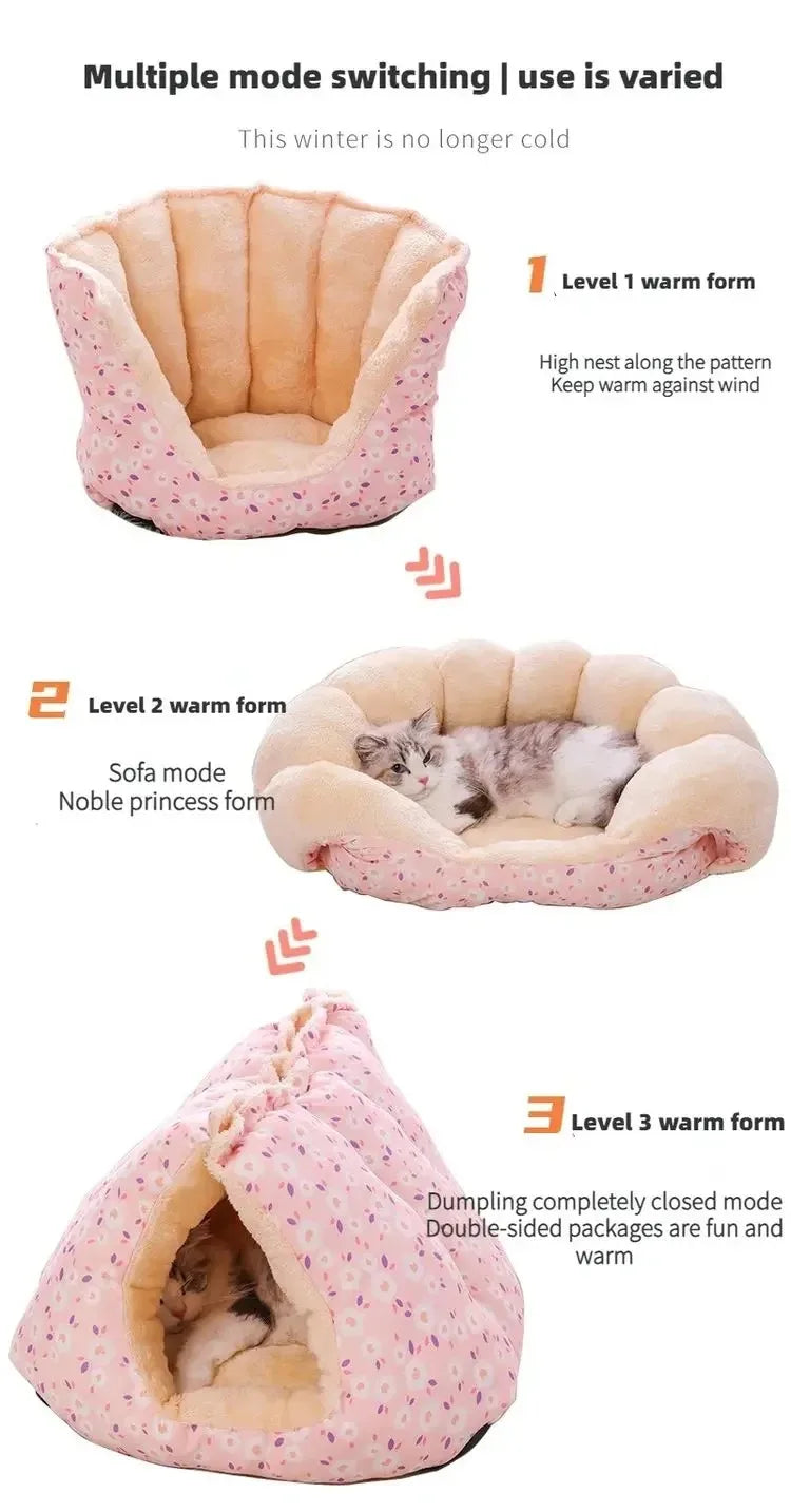 Pet Supplies for Winter Bed Cats Cartoon Kitten Warm Accessories Fluffy Plush Beds Goods House Accessory Basket Dog Puppy All