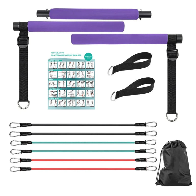 Resistance Band Portable Pilates Stick For Home Fitness, Full Body Exercise, Chest Expansion, Back Training, And Body Stretching