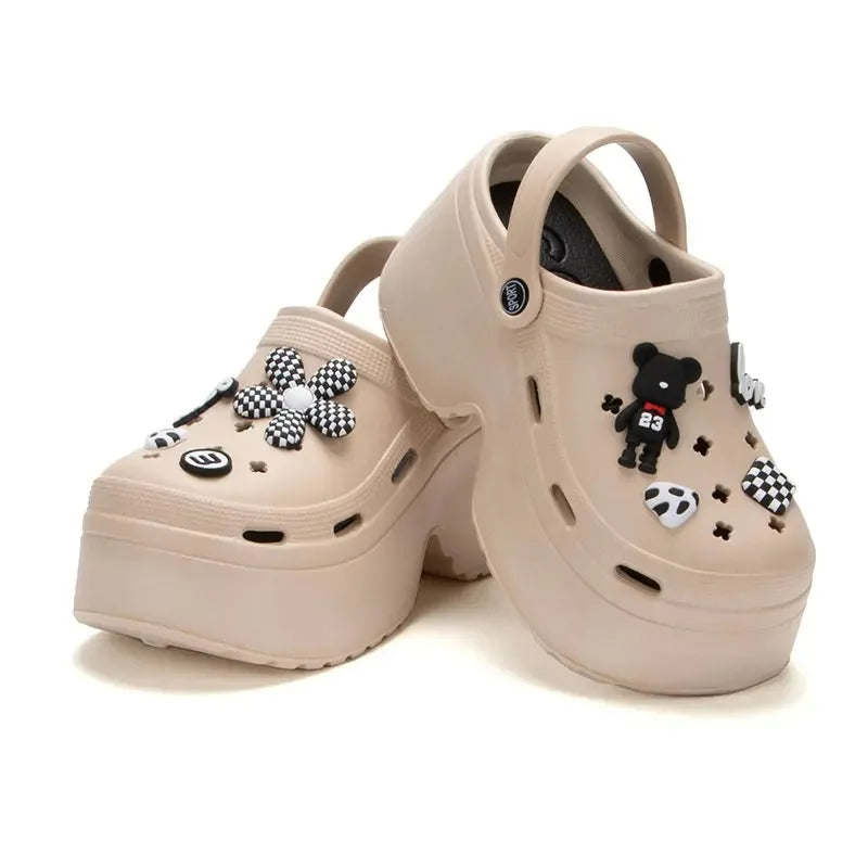 Women Chunky Platform Sandals 2024 Summer Soft Thick Sole Diy Clogs Garden Shoes Woman Closed Toe Non-Slip Beach Slides Sandals