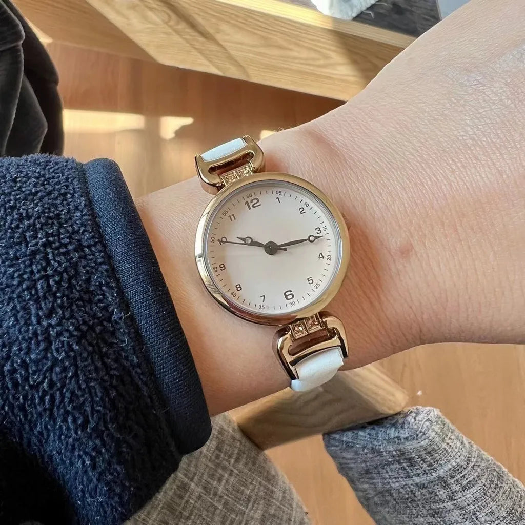 Kegllect Ladies Small Dial Quartz Watch Women Minimalist PU Belt Watches Classic Pointer Wristwatch for Girls