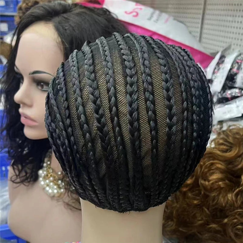 1PC Braided Wig Cap For Crochet Hair Braids Breathable Cornrow Cap for Easier Sew in Weave Hair black ponytail wig cosplay wig
