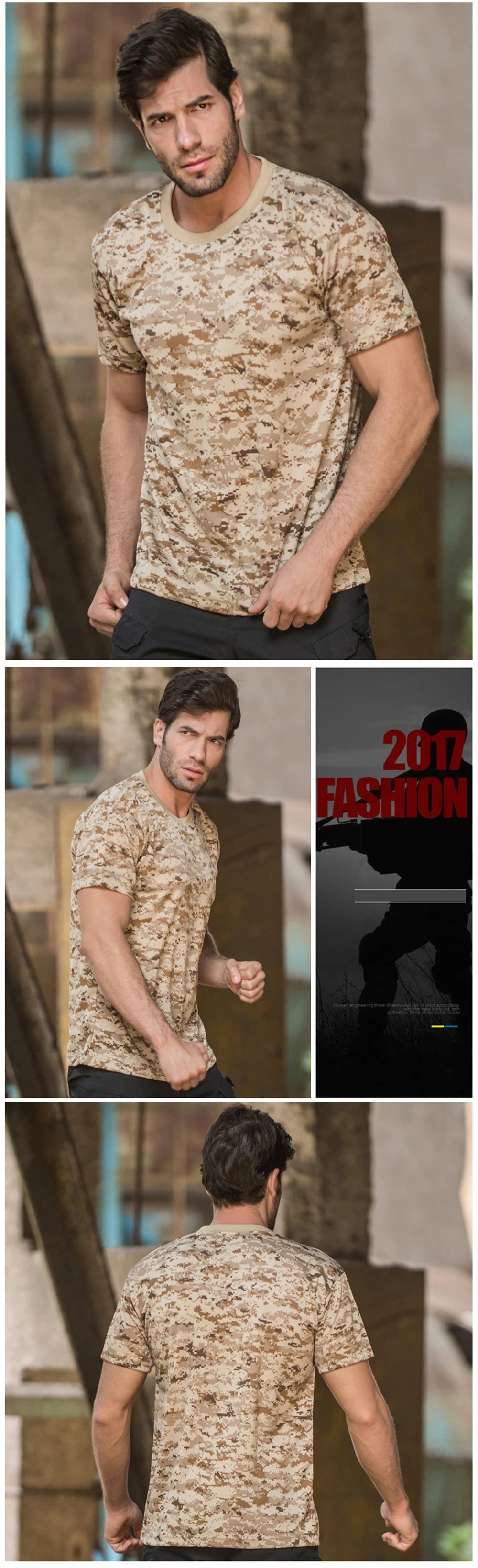 Men Casual Short Sleeve Tactical T Shirts Camouflage T-Shirt Quick Dry Outdoor Gym Top Tees Cargo T Shirt Male Clothing