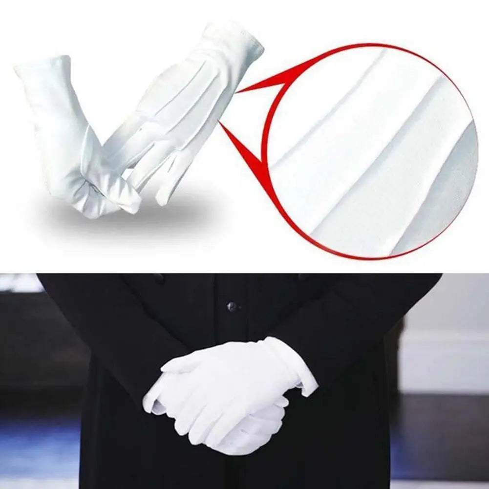 Fashion Design 1 Pair White Dress Gloves White Honor Guard Parade Santa Lady Men Check Hot Sale Solid Color Dress Gloves