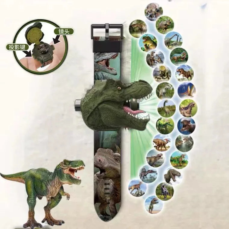 Stylish 3D Children's Dinosaur Electronic Watch Boys Projection Watches 24 Projection Patterns Boys Girls Birthday Gift