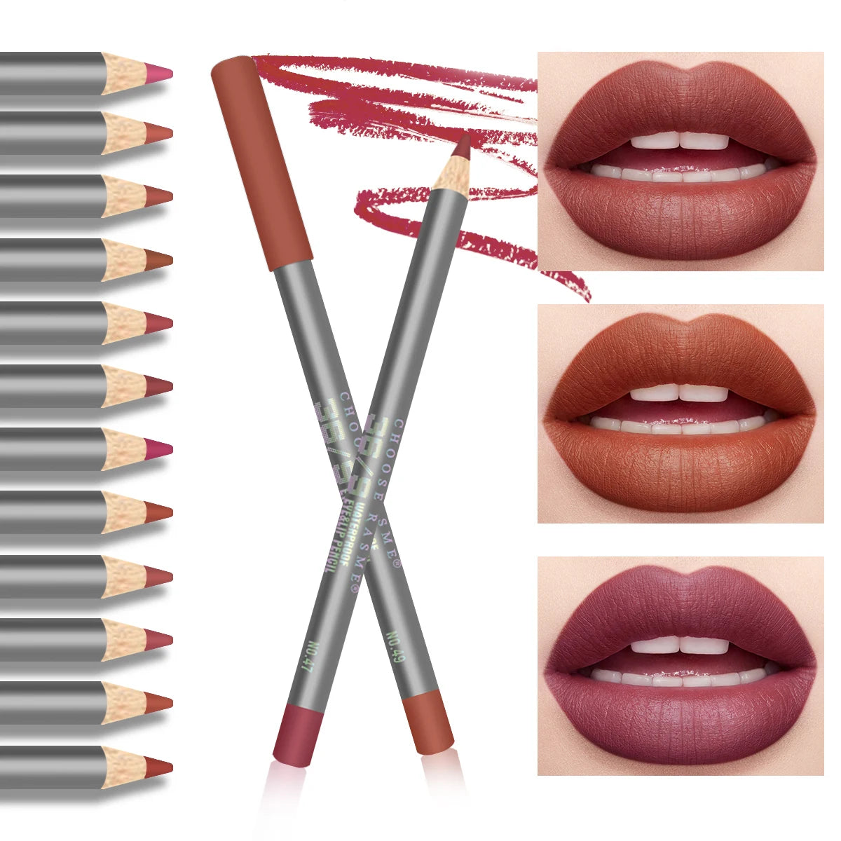 Fog matte lipliner 12 piece suit waterproof and sweat proof cup lip gloss lipstick pen gift