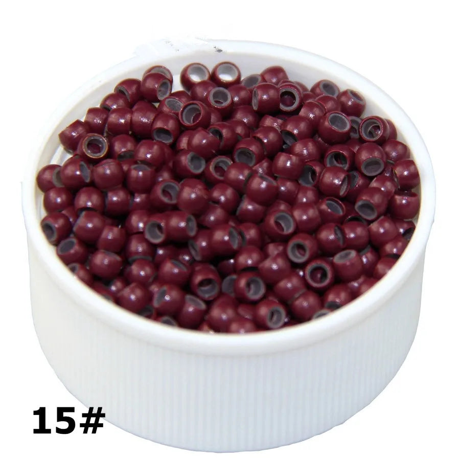 1000Pcs 3.0mm Hair Beads Silicone Lined Copper Nano Rings Micro Links Beads for Hair Extensions Black/Dark Brown/Blonde