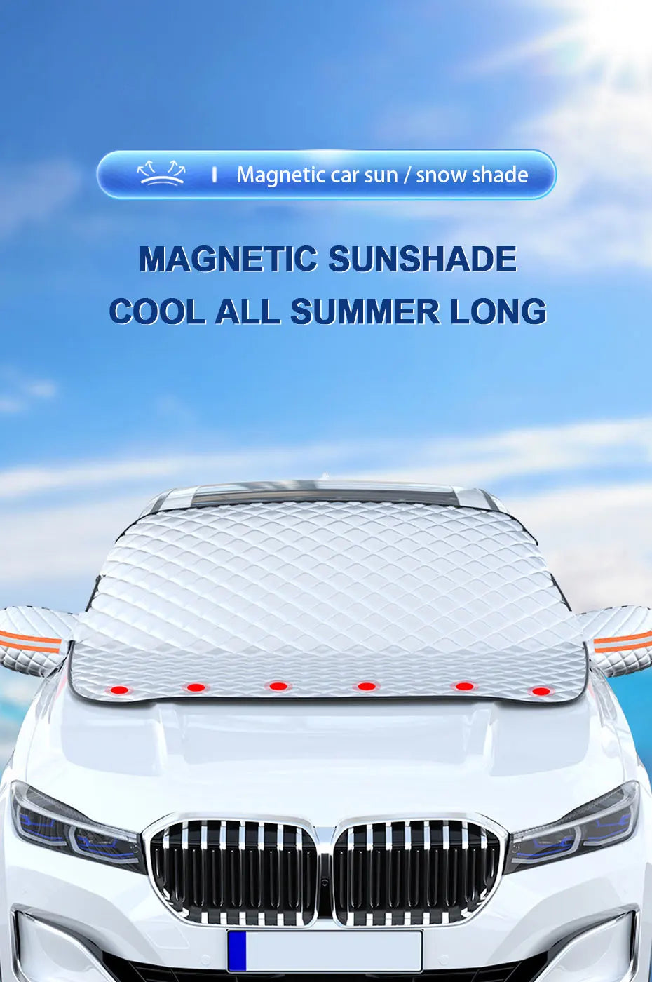 SEAMETAL Magnetic Car Snow Shield Frost Prevention Front Windshield Sunshade Thickened Snow Shield Car Cover For Car Accessories