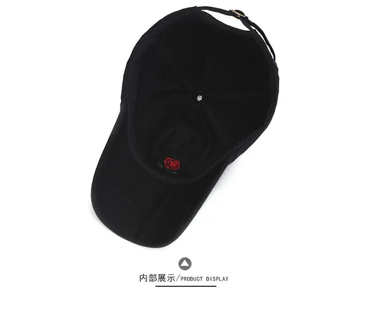 Unisex Rose Embroidery Baseball Cap for Men Women Flower Cap Rapper Street Hip Pop Hats Cap Outdoor Sports Men Female Hat