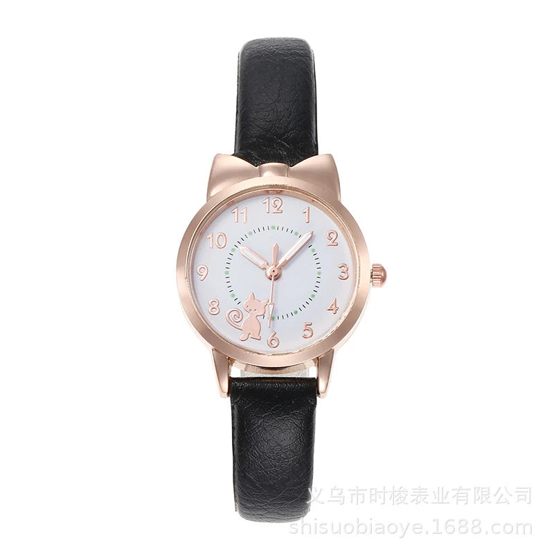 Fashion Women's Quartz Watch PU Leather Strap Student Cute Cartoon Girl WatchesJewlery Set NO BOX