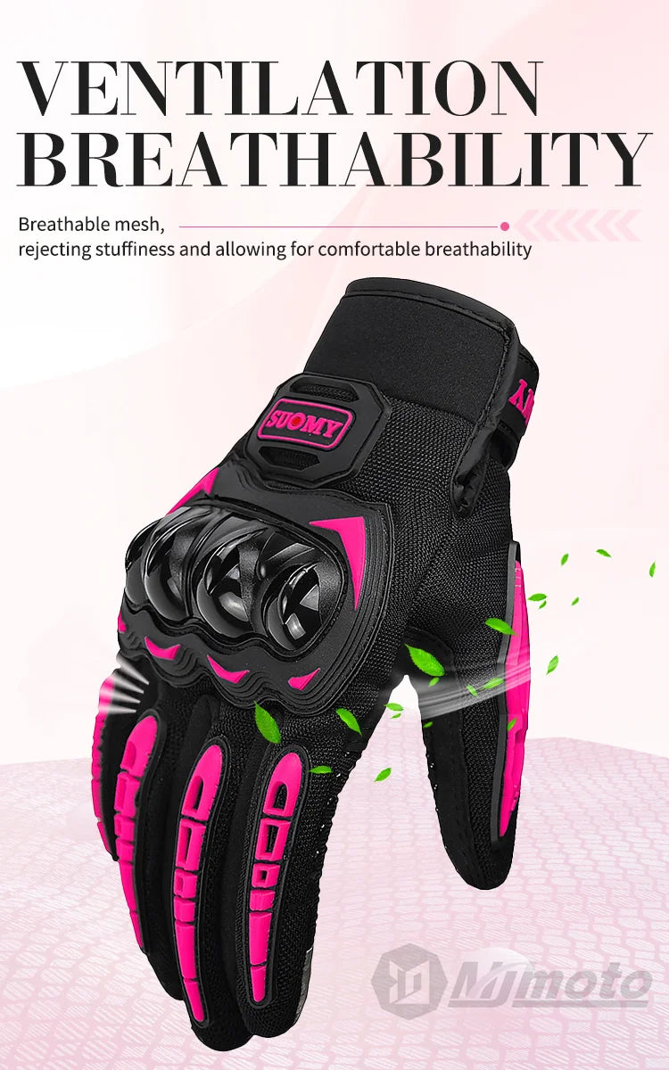 Suomy Lady Pink Motorcycle Gloves Summer Women Breathable Motocross Racing Gloves Motorbike Bicycle Cycling Moto Gloves Female
