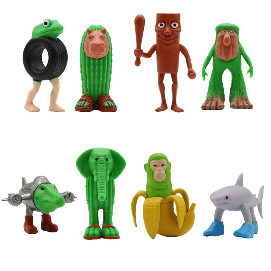 8PCS Italian Brainrot Anime Action Figures Tung Tung Tung Sahur Ornaments Figure Funny Meme PVC Toys Model Home Decor Kids Gift