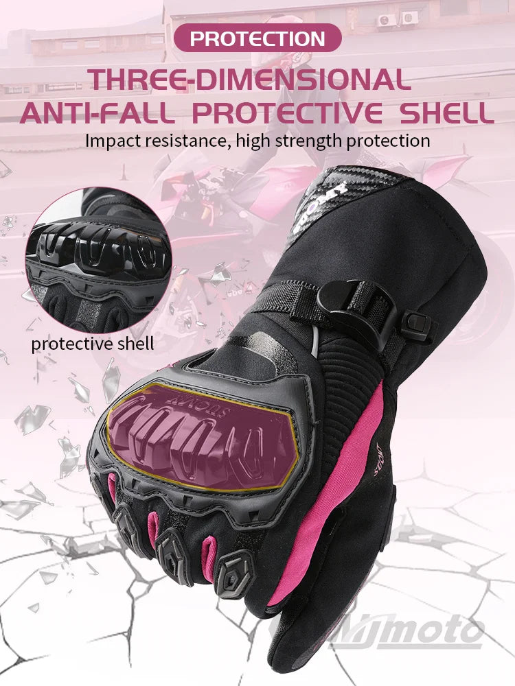 Suomy Winter Warm Motorcycle Gloves Windproof Waterproof Female Motorbike Riding Gloves Women Pink Motocross Moto Guantes