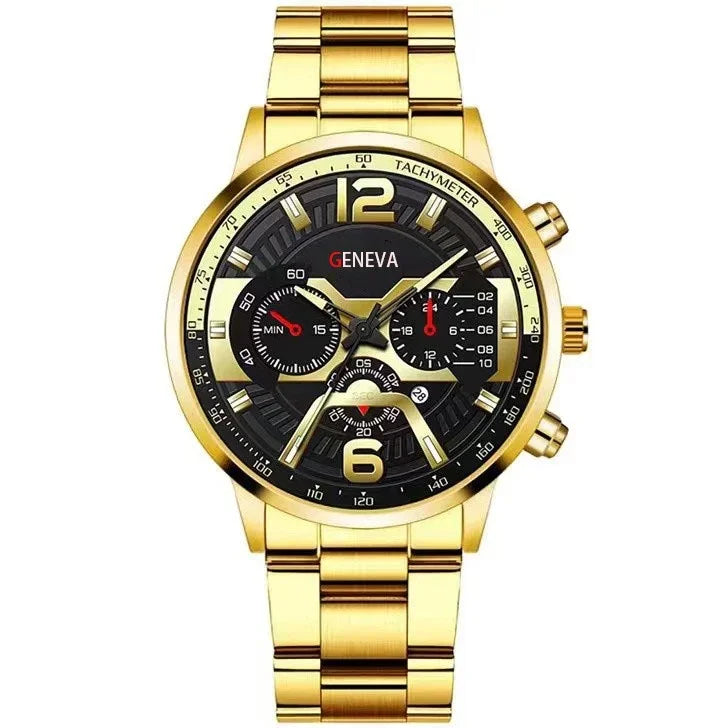 Kegllect Men Watches Business Chronograph Watch Luxury Gold Stainless Steel Quartz Wristwatch