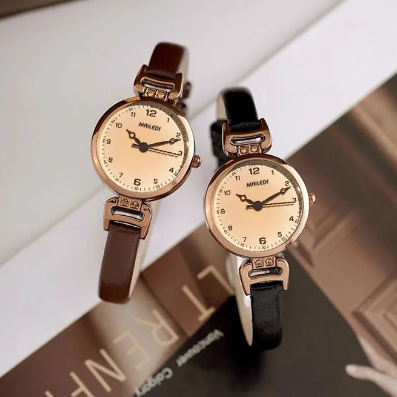 Kegllect Ladies Small Dial Quartz Watch Women Minimalist PU Belt Watches Classic Pointer Wristwatch for Girls