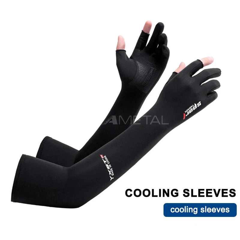 SEAMETAL Ice Silk Sun Protect Arm Sleeves High Elasticity Long Sleeves Ultraviolet-Proof Outdoor Car Driving Summer Cool Sleeve