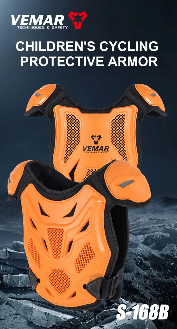 Children Motorcycle Riding Body Armor Vest Kids Motocross Back Chest Protectors Off-Road Dirt Bike Cycling Protective Gear