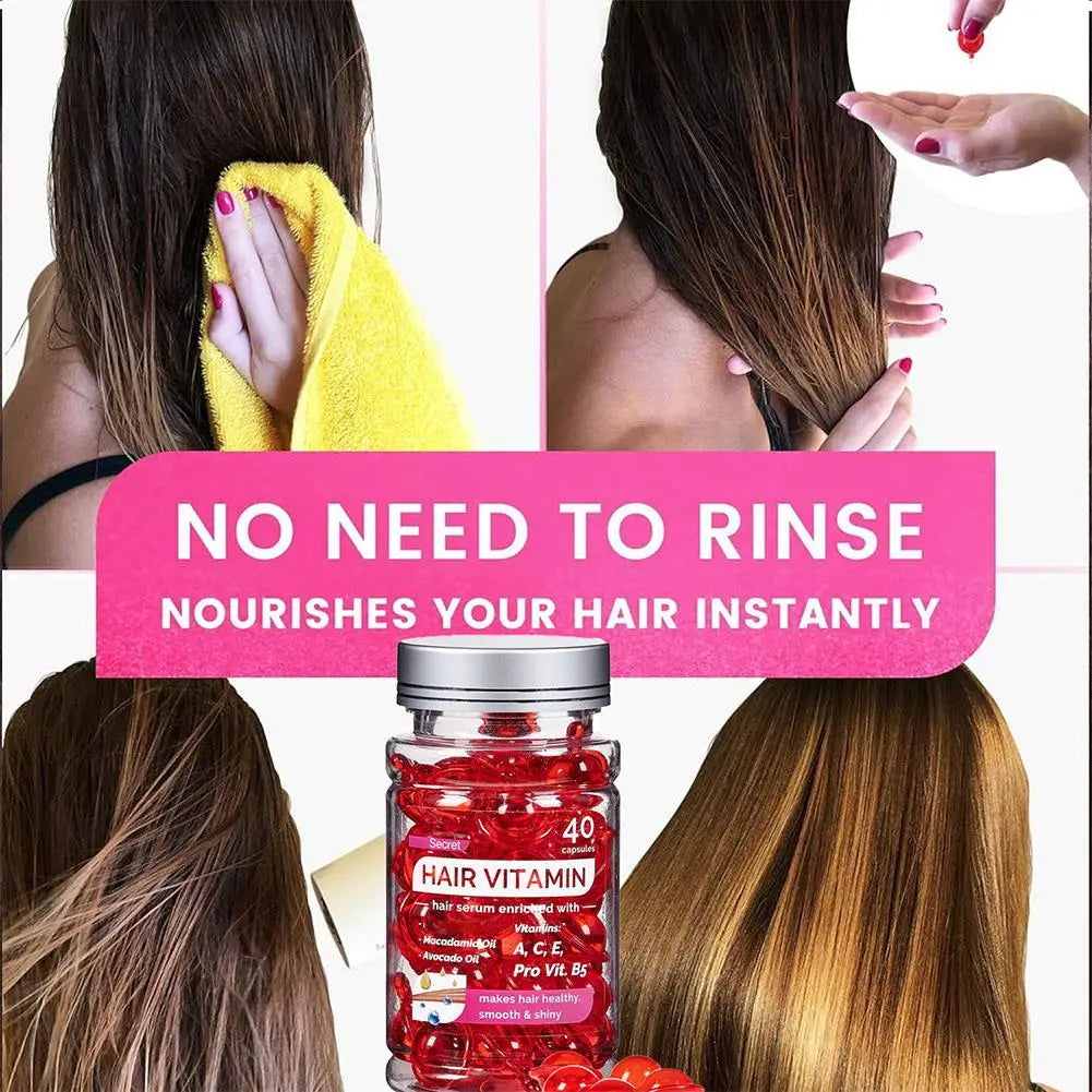 Hair Rose Essential Oil Smooth Silky Hair Vitamin Capsule Nourishing Treatment Repair Damaged Hair Serum Strengthen Hair Care