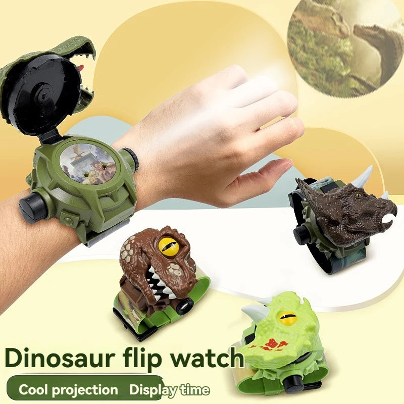 Stylish 3D Children's Dinosaur Electronic Watch Boys Projection Watches 24 Projection Patterns Boys Girls Birthday Gift