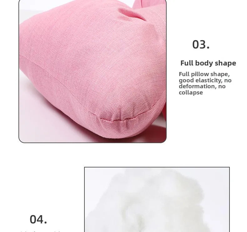 Fashion car headrest with bows cotton and linen pillow suitable for plaid's road trips and cute interior decorations