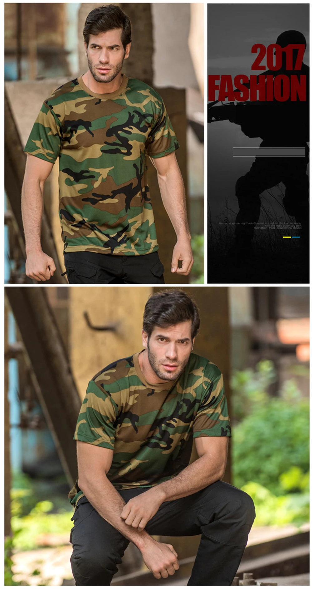 Men Casual Short Sleeve Tactical T Shirts Camouflage T-Shirt Quick Dry Outdoor Gym Top Tees Cargo T Shirt Male Clothing