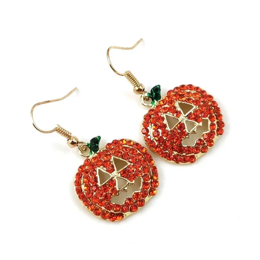 1 Pair Halloween Earrings Pumpkin Skull Metal Earrings Female Jewelry Ghost Festival Female Ear Jewelry Earring New