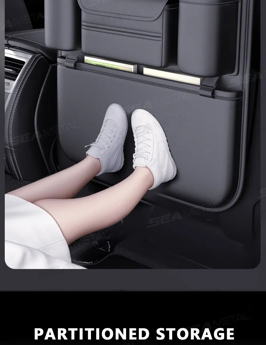BLALION All in one Car Seat Back Storage Bag Upgraded 5-Pocket Auto Organizer Hanging Bag with Tissue Cup Holder Anti Kick Pad