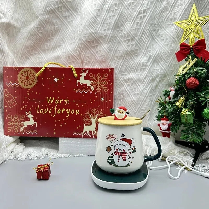 Christmas Gift Set:55 ℃ Thermostat Mugs Cup Ceramic Cup With Lid With Spoon Mugs Coffee Cups For Office Or Home Use