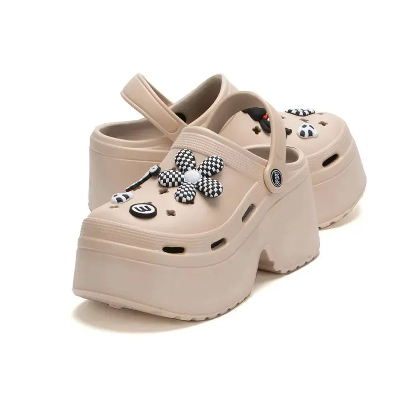 Women Chunky Platform Sandals 2024 Summer Soft Thick Sole Diy Clogs Garden Shoes Woman Closed Toe Non-Slip Beach Slides Sandals