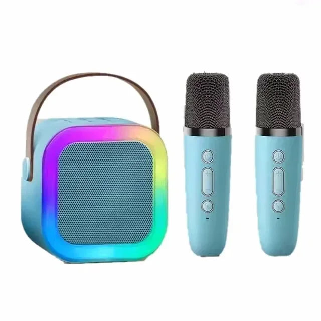 Bluetooth Speaker K12 Portable Karaoke Machine 5.3 PA System With 2 Wireless Microphones Home Family Singing Children's Gifts