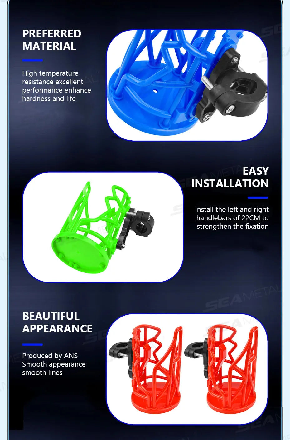 BLALION Motorcycle Universal Drink Holder Bike Water Cup Bottle Holder Handlebar Bottle Holder ABS Water Bottle Cage Accessory