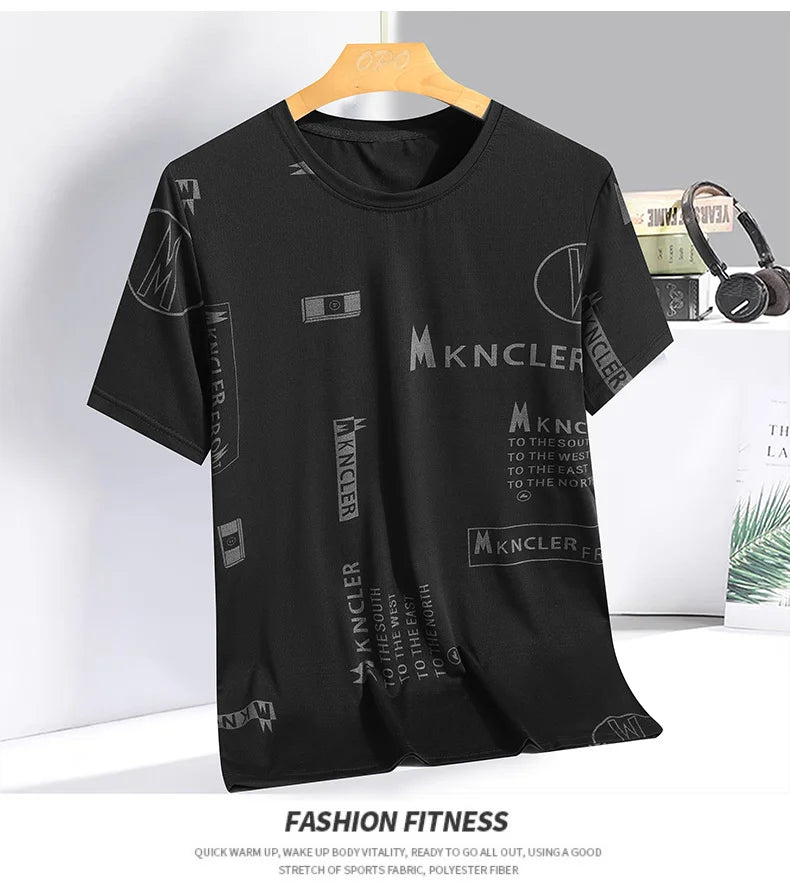 NASA GISS short sleeved t-shirt for men with round neck, fashionable and casual ice silk T-shirt for men with loose fitting, fas