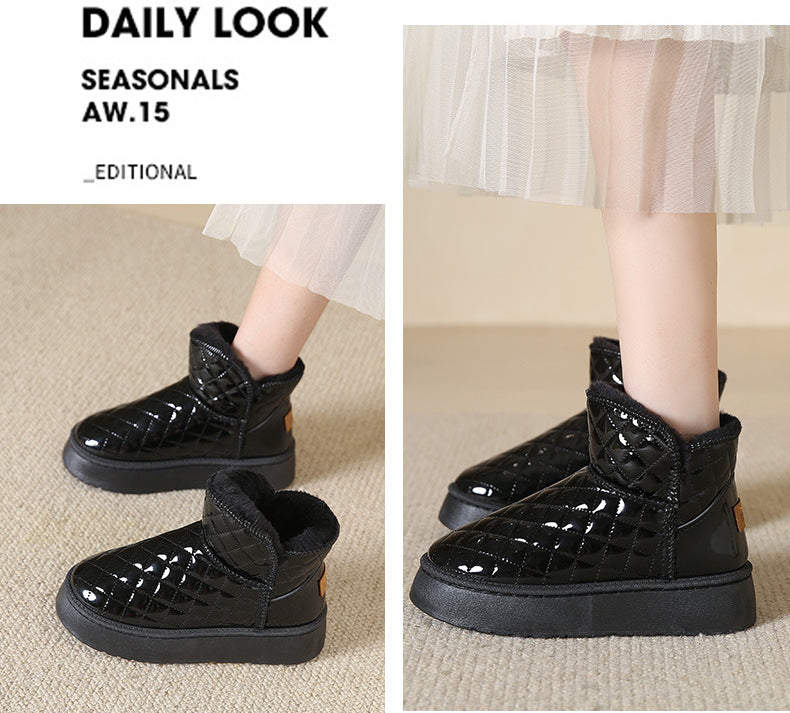 Women Snow Boots Warm Plush Slip-on Solid Fashion Female Ankle Boot Ladies Winter Comfortable Shoes