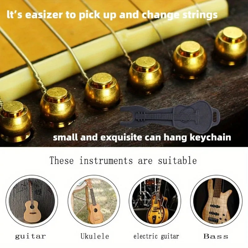 1 Set Acoustic Guitar Bridge Pin Guitar Strings Nail Solid Copper Brass with Guitar Bridge Pin Puller