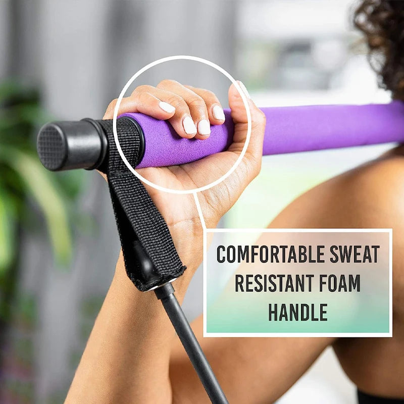 New Portable Yoga Pilates Bar Stick With Resistance Band Home Gym Muscle Toning Fitness Stretching Sports Body Workout Exercise