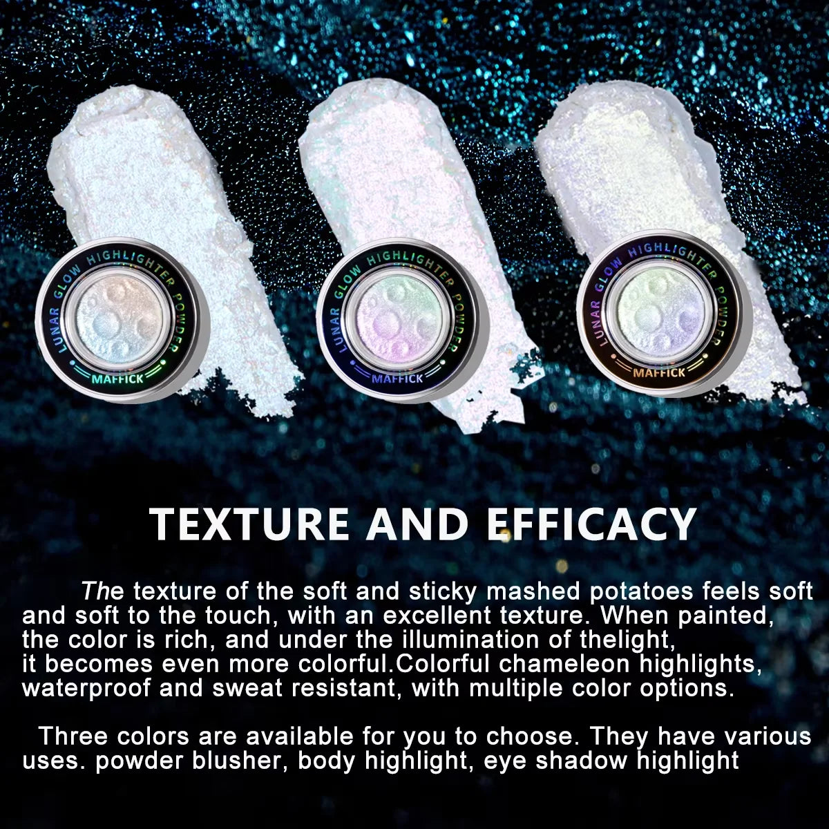 3 - Color High Gloss Powder With Permeable And Light Sensitive Texture, Delicate And Comfortable, Waterproof