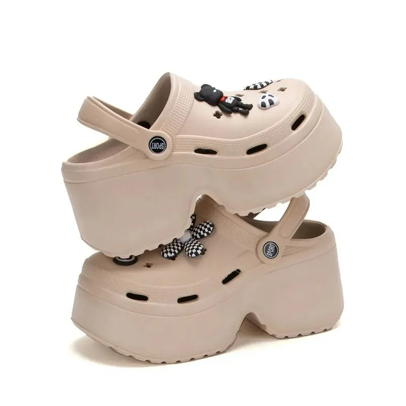 Women Chunky Platform Sandals 2024 Summer Soft Thick Sole Diy Clogs Garden Shoes Woman Closed Toe Non-Slip Beach Slides Sandals