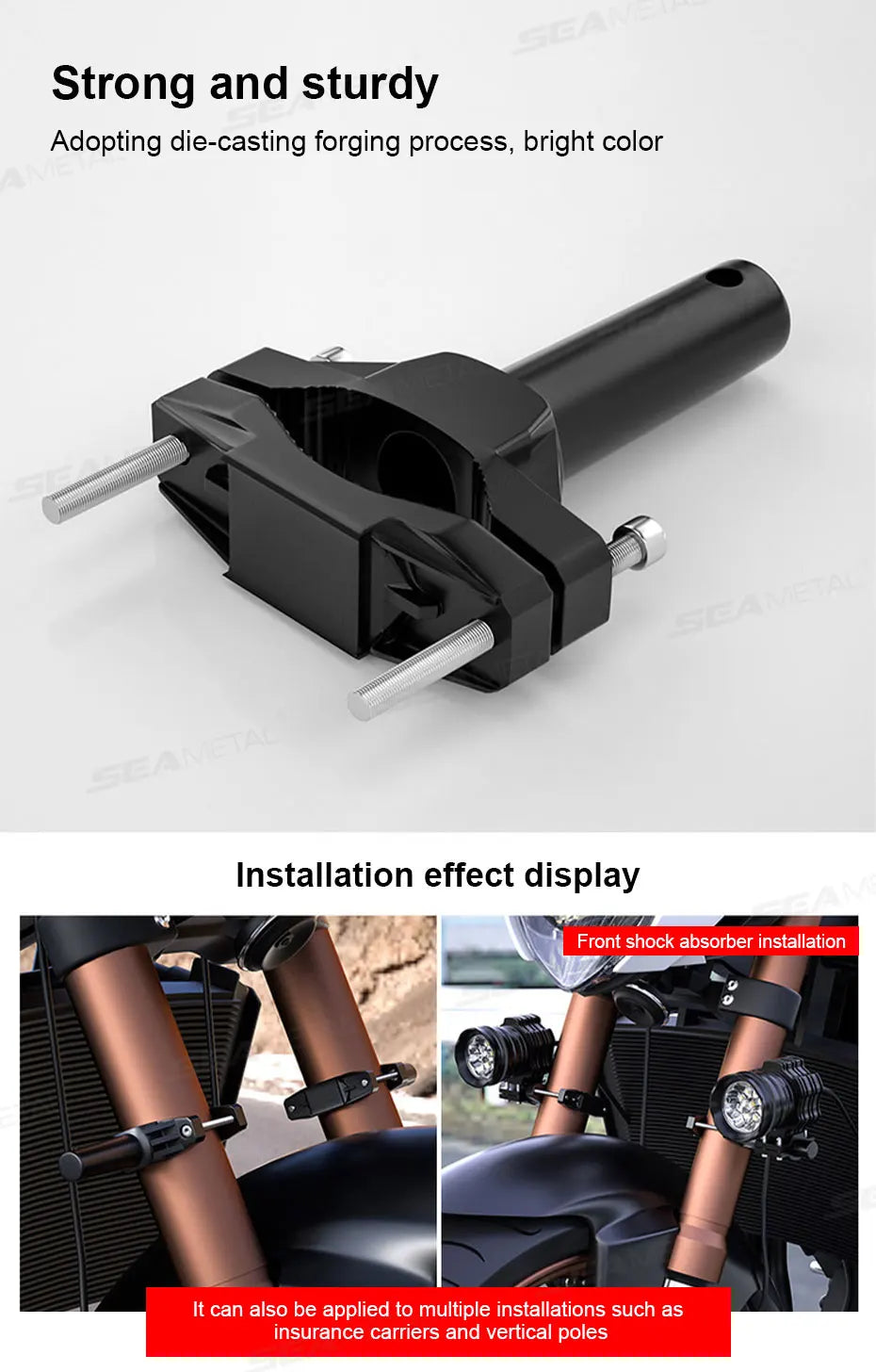 BLALION Universal Mount Bracket For Motorcycle Bumper Modified Headlight Stand Spotlight Extension Pole Frame Extension Bracket