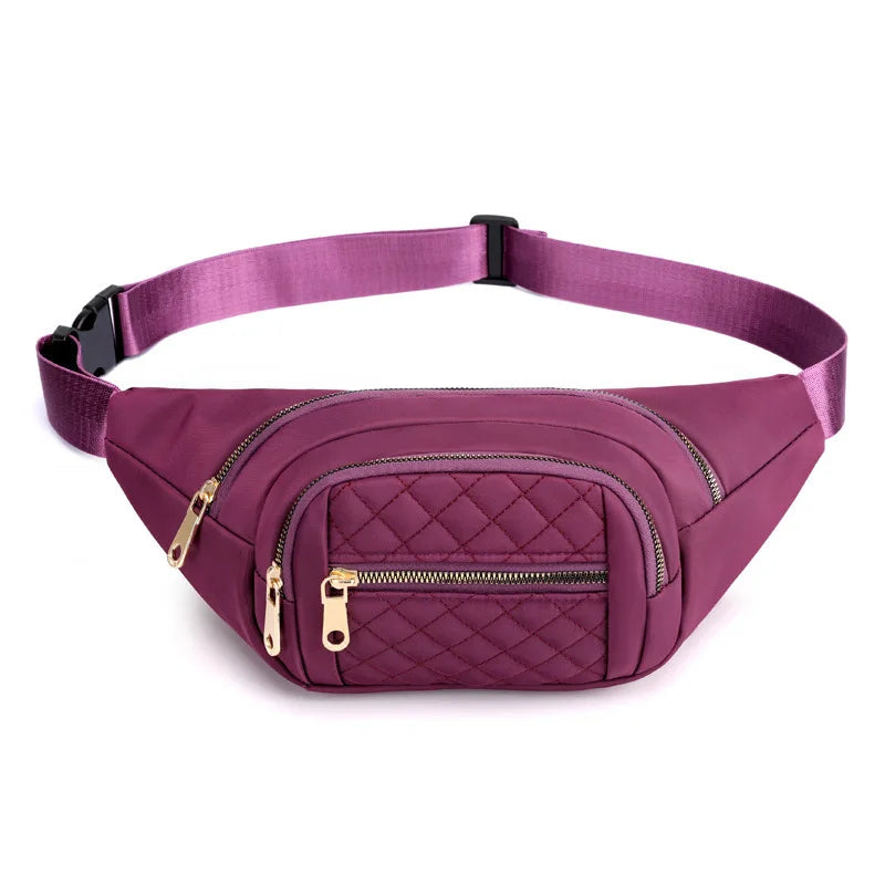 Simple Nylon Waist Bag, Multi Zipper Chest Bag, Casual Crossbody Fanny Pack For Outdoor Sport Running Hiking Cycling