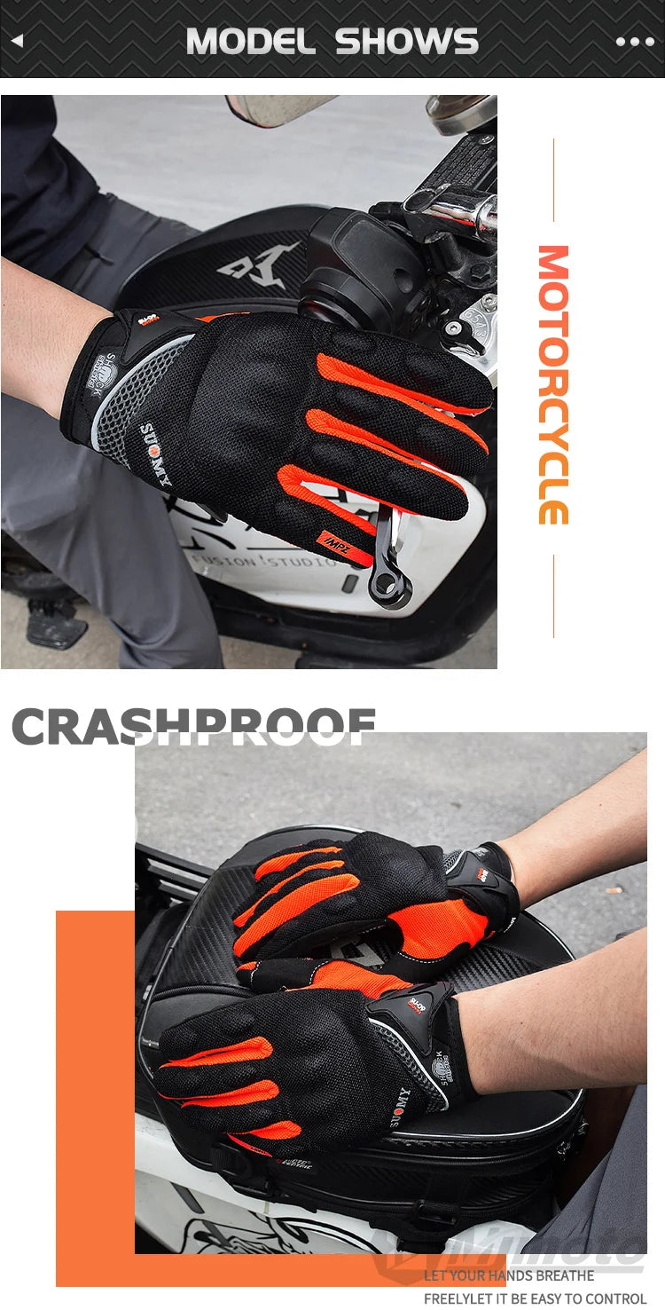 SUOMY Summer Motorcycle Gloves Men Women Touch Function Motorbike Racing Glove Full Finger Guantes Moto Biker Cycling Gloves
