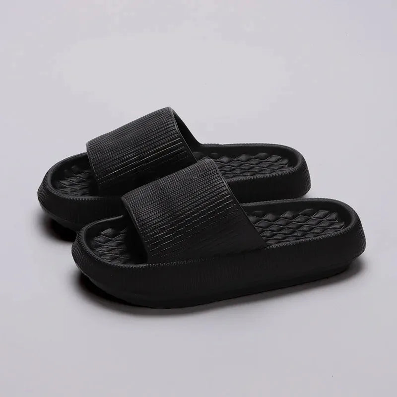 4cm Thick Platform Pillow Slippers Women 2024 Summer Eva Soft Sole Indoor Slides Woman Flat Non Slip Bathrooom Home Slippers
