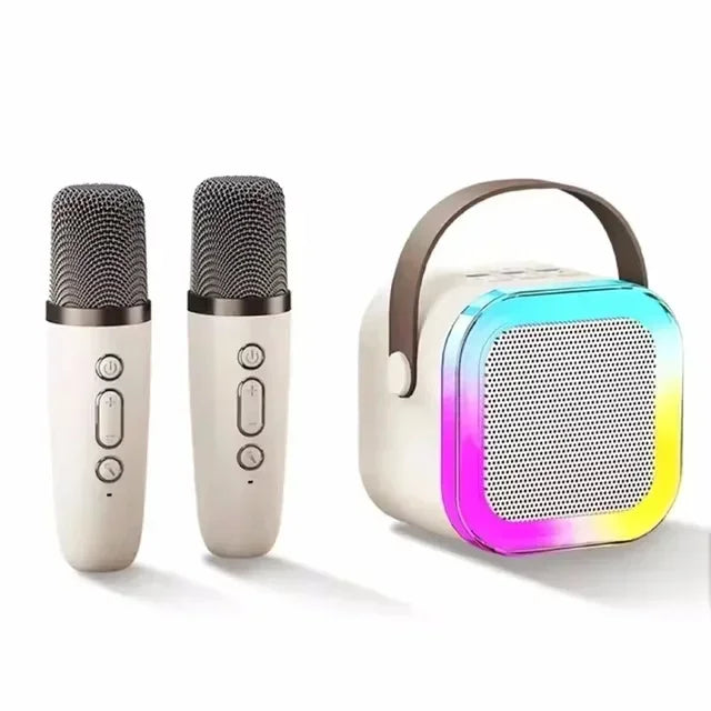 Bluetooth Speaker K12 Portable Karaoke Machine 5.3 PA System With 2 Wireless Microphones Home Family Singing Children's Gifts