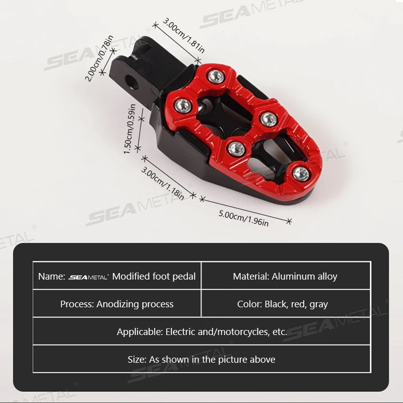 BLALION 1 Pair Universal Aluminum Alloy Footrest Pedals Angle Adjustable for Motorcycle Scooter ATV E-Bike Foot Rests Foot Pegs