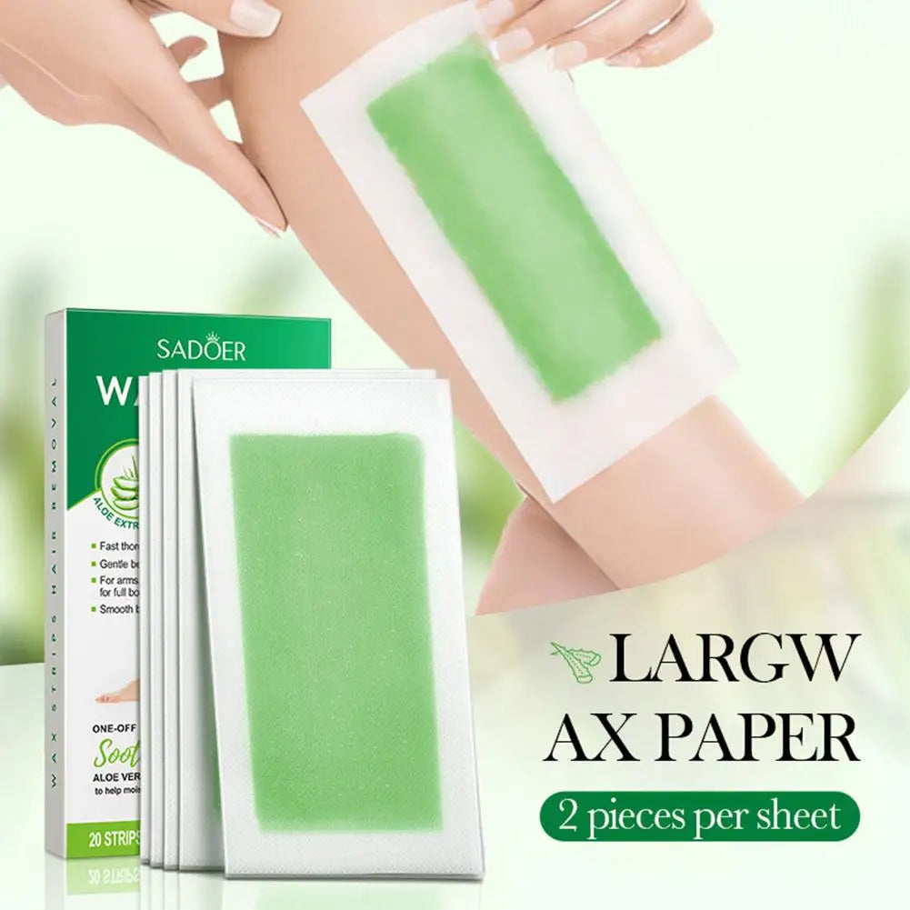 Hair Removal Wax Paper 20Pcs/Set Non-permanent Facial Body Depilatory Professional Effective Waxing Cold Wax Strips Paper Women