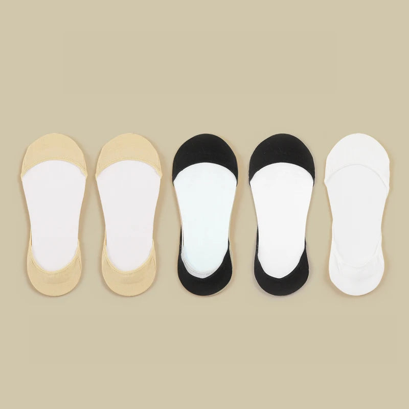 Socks women's Cotton Invisible Summer Thin Breathable Soft Silicone Non-Slip Fashion For High Heels Boat Socks Sole Socks 5 Pair