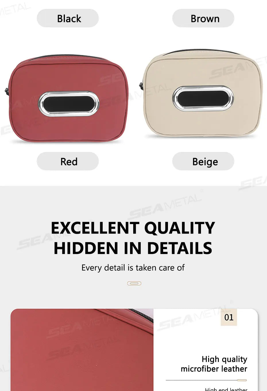BLALION Car Tissue Box Holder Nappa Leather Car Center Console Armrest Napkin Box Sun Visor Backseat Tissue Case with Fix Strap