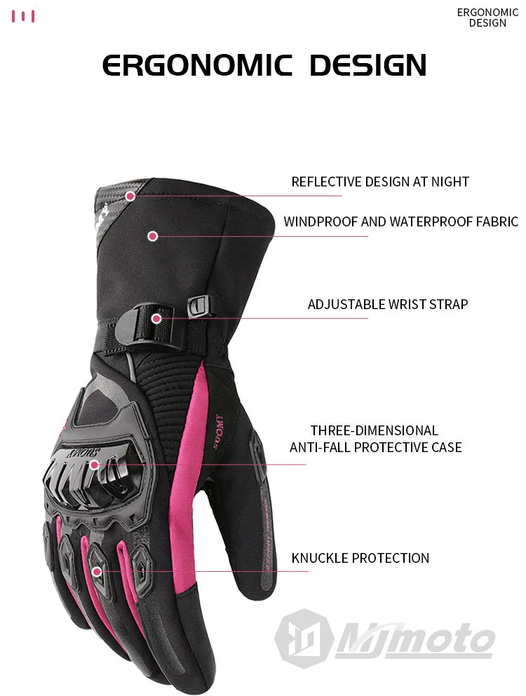 Suomy Winter Warm Motorcycle Gloves Windproof Waterproof Female Motorbike Riding Gloves Women Pink Motocross Moto Guantes